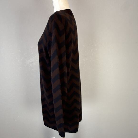 Classiques Entier Tunic Sweater Size M Chevron Zigzag Brown Black Merino Wool - Picture 4 of 7